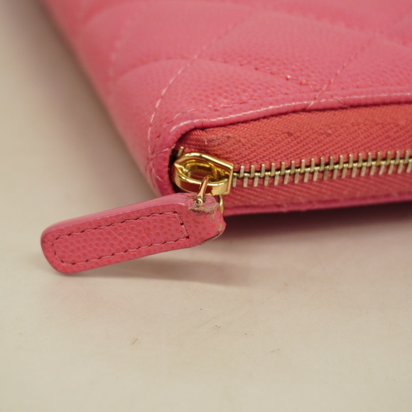 CHANELAuth  Matelasse Gold Hardware Women's Caviar Leather Long Wallet Pink - Picture 6 of 10